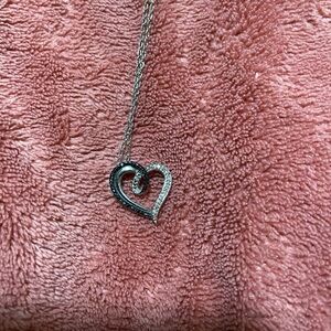 Kay Jewelers White and Blue diamond Heart Necklace